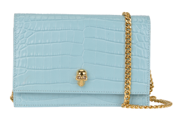 Small Skull Crossbody, Leather, Blue, 494885, 2*
